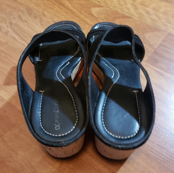 Donald pliner black wedge sandals suede size 8 euc - Picture 4 of 8